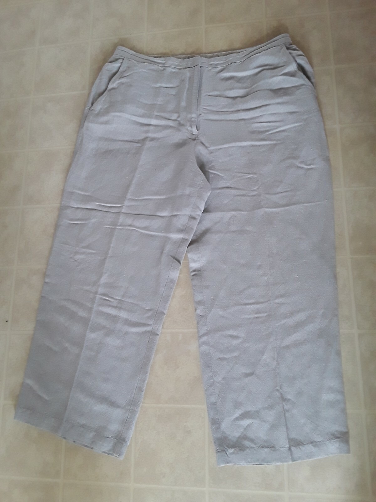 Eileen Fisher Sz Large Linen Rayon Blend Crop Pants