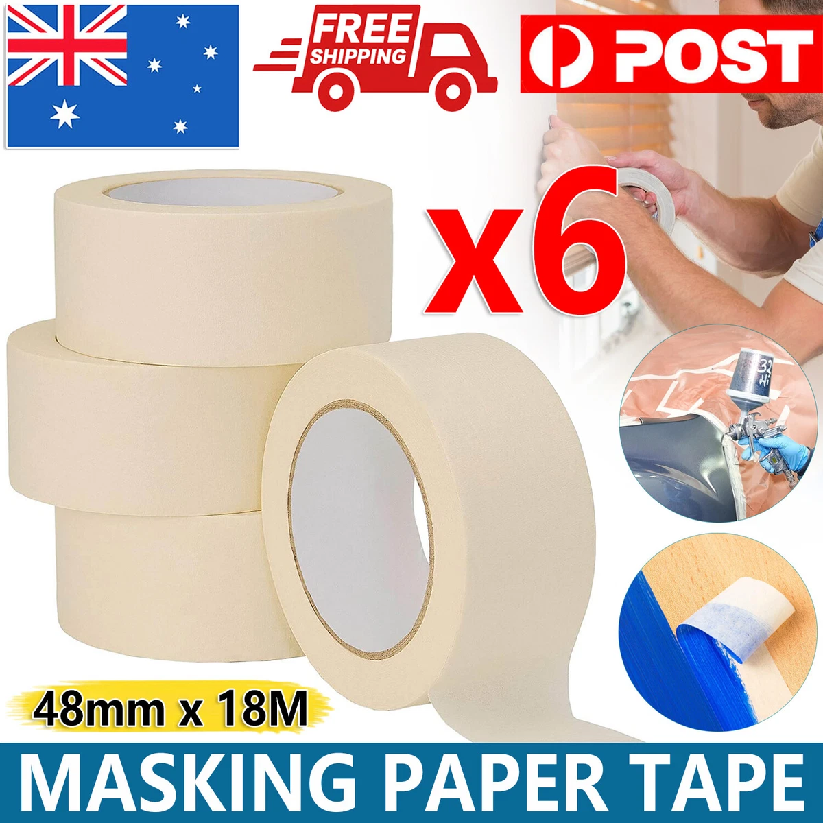 Masking Tape Painting Crepe Paper 48mm x 25m House High Temperature Bulk Sale