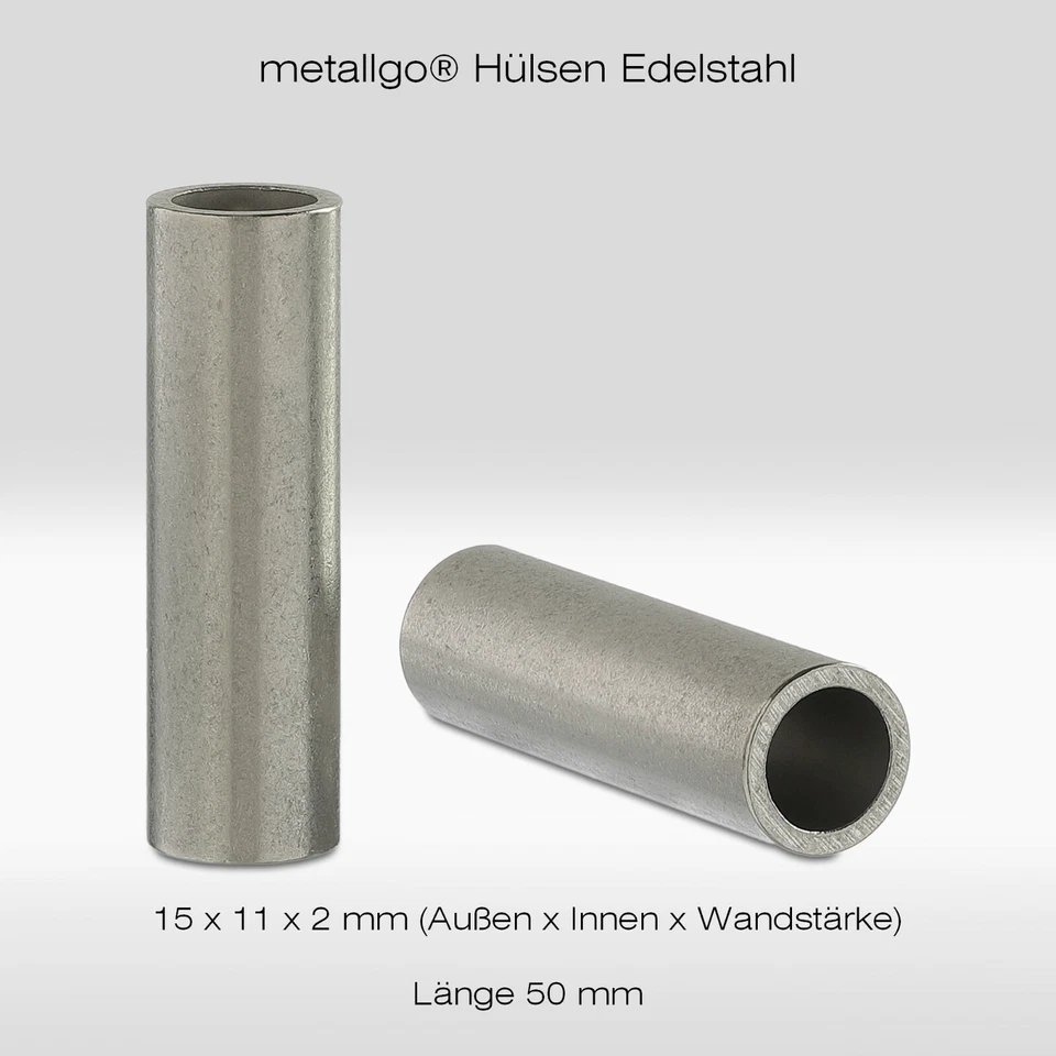 Edelstahl Distanzhülsen, ohne Innengewinde, bis M10 durchsteckbar, 15x11x2 mm - Bild 4 von 4