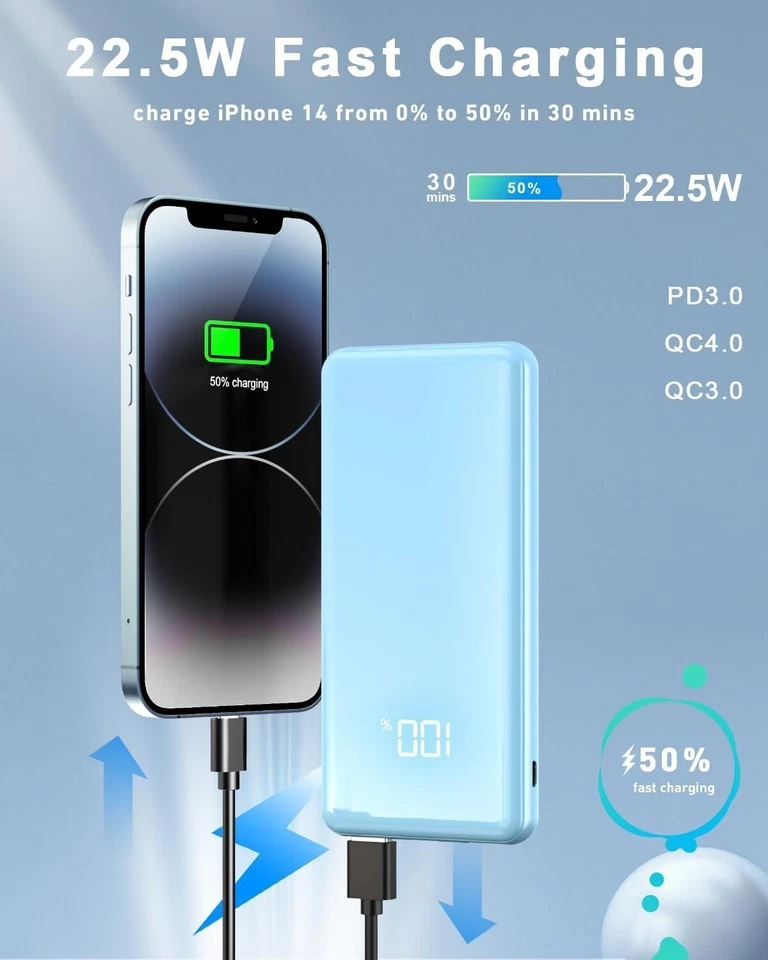 Powerbank 20000mAh Schnellladung Power Bank Tragbar USB C Akku Ladegerät B669 - Bild 2 von 4