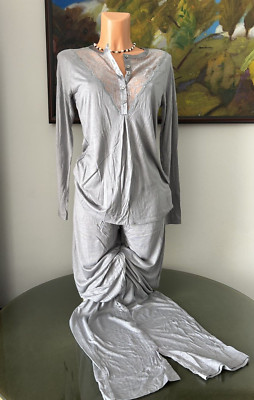 NWT Studio La Perla PIGIAMA SERAFINO Grey Lace Pajama Set, sz 2 / S *224*