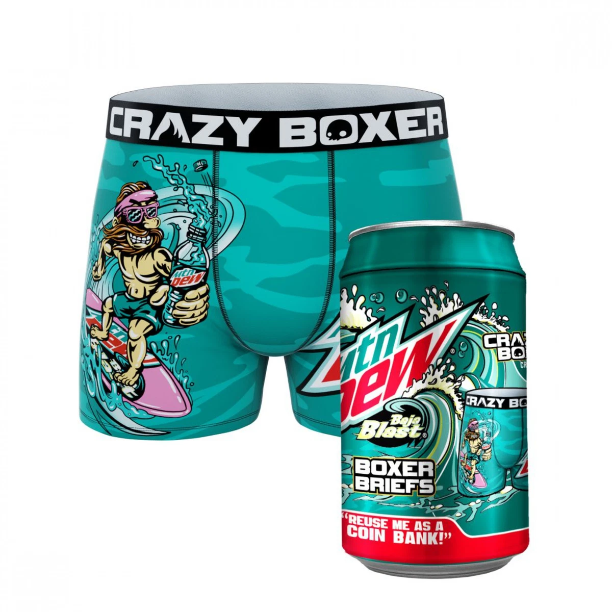 Crazy Boxers Mountain Dew Baja Blast Boxer Briefs in Soda Can Multi-Color