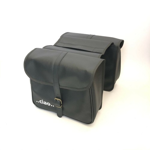 PAAR TASCHEN SEITENTASCHEN VEREINT AUS ÖKO LEDER SCHWARZ SCHWARZ PIAGGIO CIAO NEU - Bild 4 von 5