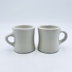 2 VICTOR Stamped Restaurant Ware Diner Coffee Mug Cups Off White Heavy Vtg