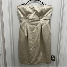 Davids Bridal Strapless Satin Pleated Dress Champagne Size 8