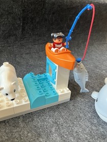 Retired Lego Duplo 10803 Arctic *INCOMPLETE*set Whale Polar Bear Fisherman Igloo