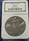 1990 $1 American Silver Eagle NGC MS69 Brown Label
