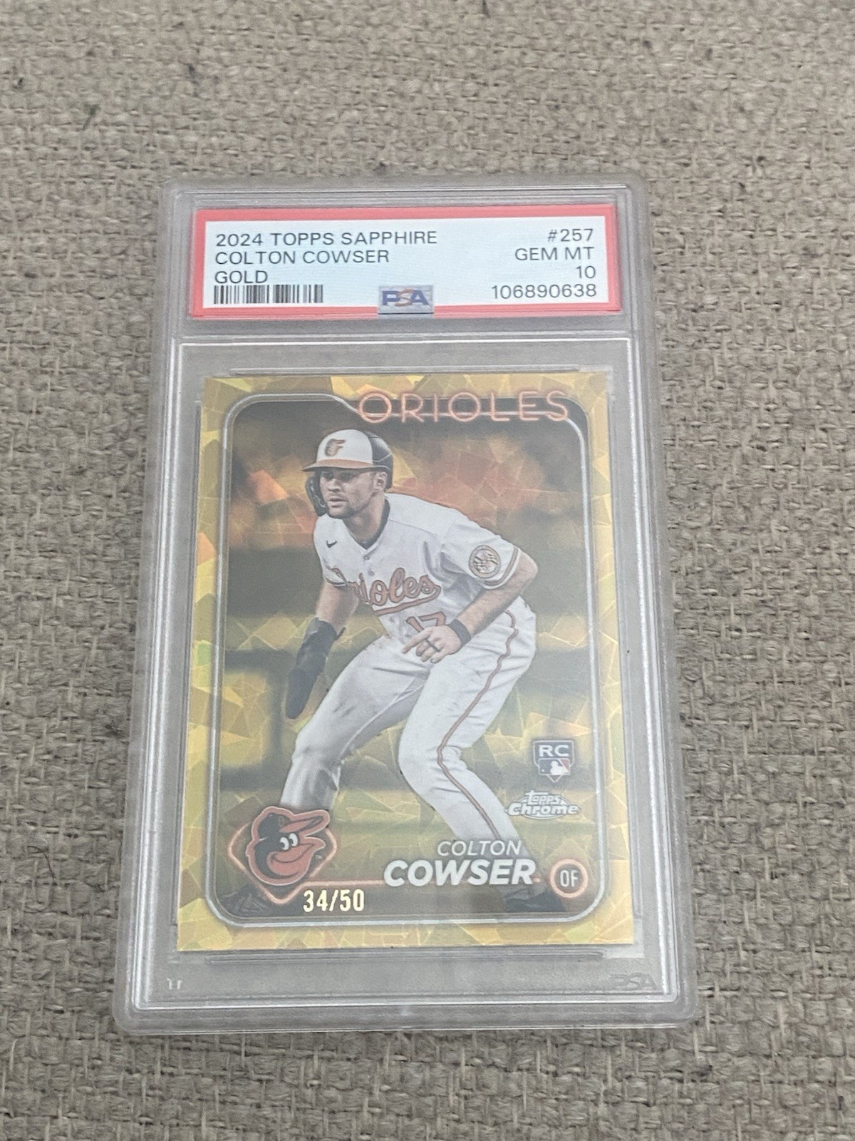 Colton Cowser 2024 Topps Chrome Gold Sapphire #257 34/50 Psa 10