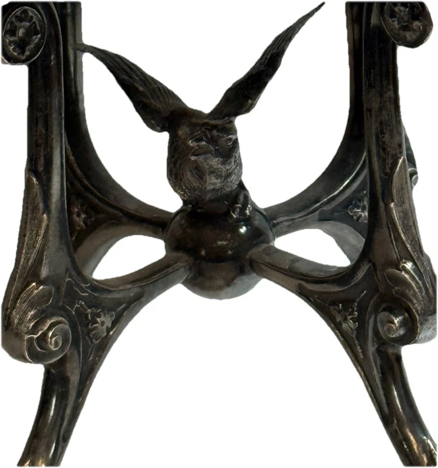 RARO Reed & Barton cabeça de pássaro e leão pé tigela de vidro peça central banhada a prata - Imagem 3 de 4