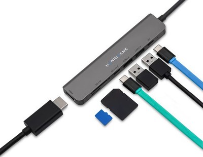 HURRICANE USB C Hub 7in1 HDMI 4K PD SD TF Kartenleser Adapter Dock Laptop