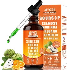 Soursop Bitters Liquid Drops 10 in 1 with Sea Moss, Moringa, Turmeric, Black ...