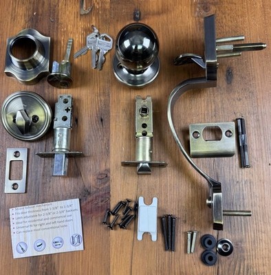 Sheffield Home Keyed Entrance Handle Set Door Knob & Deadbolt (Missing Hardware)
