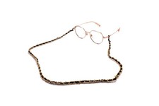 Sunglasses Chain, Eyeglasses Chain Black Gold Link Leather Chain, Necklace Strap