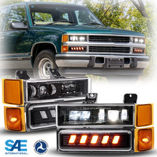 Led Headlight Bumper Turn Signal Lamp For Chevrolet C1500 C2500 C3500 1994-1999
