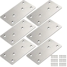 Mending Plate Flat Bracket 2x4 Inch Stainless Steel Straight Brace 6 PCS