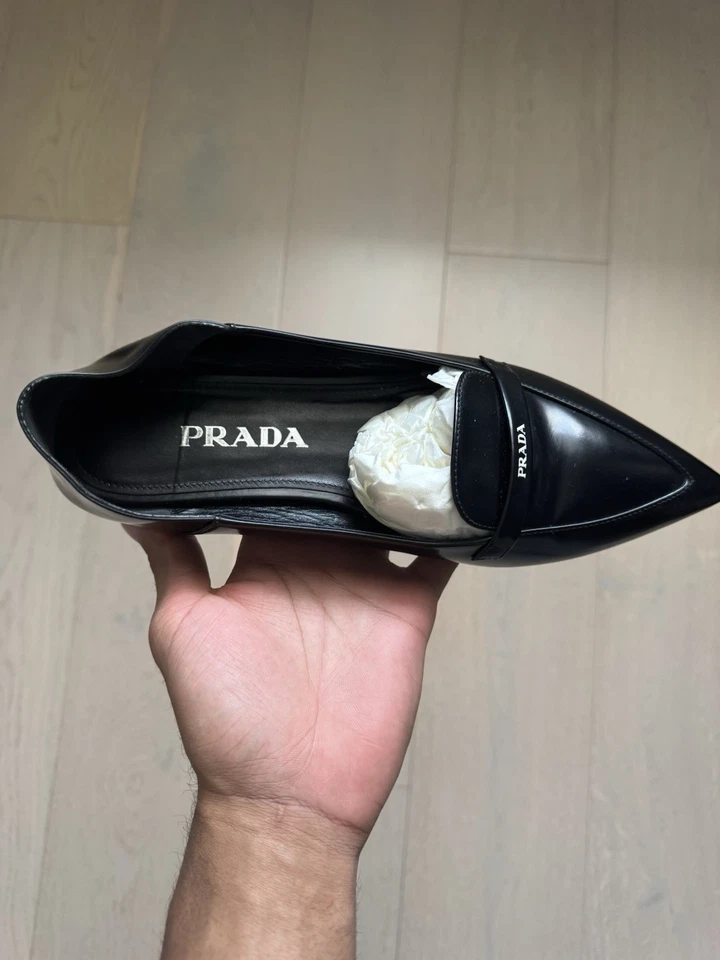 PRADA CALZATURE DONNA SPAZZOLATO LEATHER HEELS NERO COLOR 1D532M - Image 3 of 4