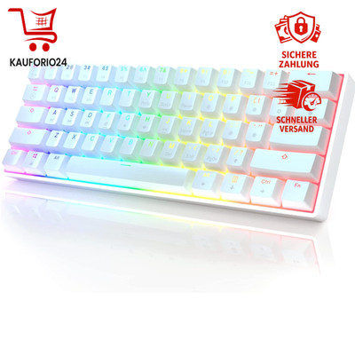 HK Gaming GK61 mechanische 60% Tastatur RGB QWERTY Hotswap Weiß