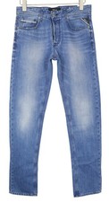 Image of REPLAY Grover Men's Jeans W30/L34 Light Blue Straight Non-Stretch Button Fly *