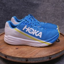 Hoka One One Rocket X Mens Size 10 Blue White Yellow Running Shoes 1113532-WDVB