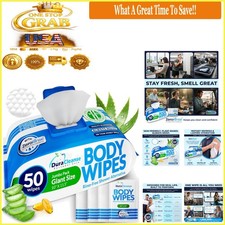 XL Body Wipes for Adults 54 Ct with Travel Wipes Rinse-Free, Thick