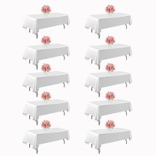 10 Pack White Table Cloth Rectangle Table 60x102 Inch,Polyester Tablecloths f...