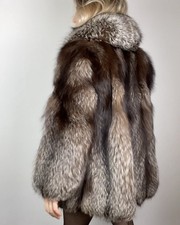 Stunning Chocolate Silver Fox Fur Vintage Coat Real Fur Coat