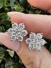 2.22ct ROUND CUT LAB GROWN DIAMOND CLUSTER EARRINGS 9K ROSE GOLD IGI CERTIFIED