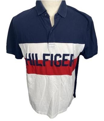 Tommy Hilfiger Color Block Sailing Gear Polo Shirt Size Large Short Sleeve Men