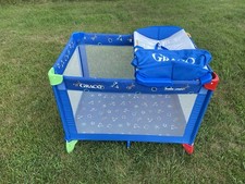 Vintage 1990s Graco Pack 'N Play Portable Playard Blue Geometric Pattern
