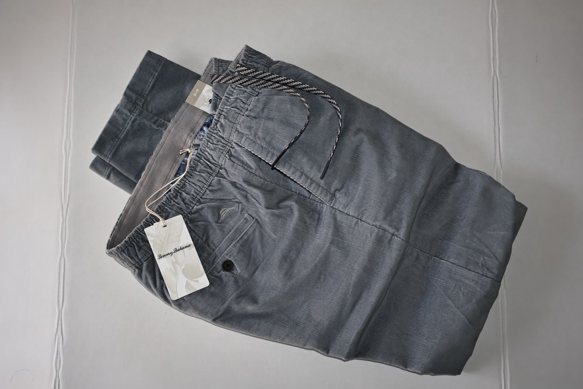 Tommy Bahama Corduroy Pants Sea Coast Slate Grey New Elastic M