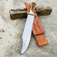 Coltello Bowie Lama Acciaio al Carbonio Personalizzato Fatto a Mano | Coltello Caccia Manico Corno di Cervo