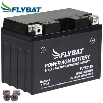Batterie für BMW R 1200 HP2 Megamoto RHP2/K25 2007 FlyBat YTZ12S AGM geschlossen