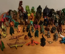 Mixed Lot Of 58 Dinosaurs And Other Animals Variety Of Sizes, Colors, And Brands