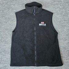 NRA-ILA Fleece Vest Mens Large Black Full Zip Made In USA Gun Rights Logo EUC