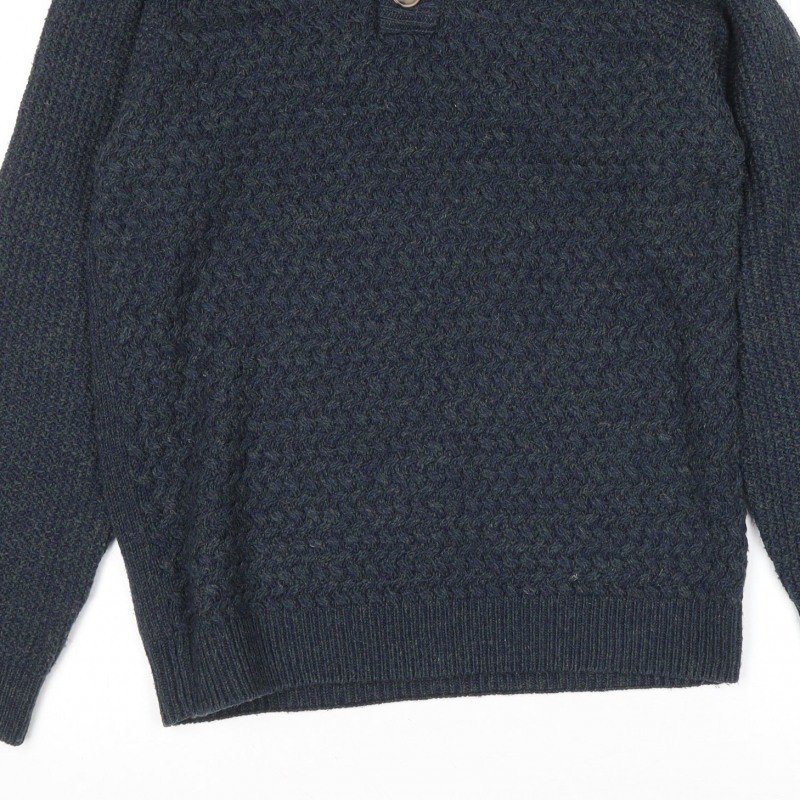 Burton Menswear London Mens Henley Jumper Size M Blue High Neck Long Sleeve image 9