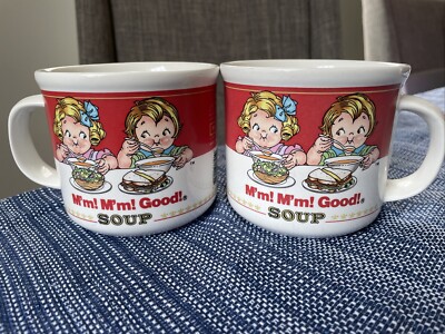 Set Of (2) Vintage 1989 Campbells Soup Mugs Cups Bowls