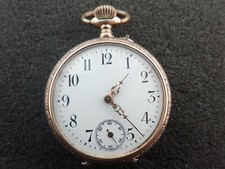 VINTAGE 44.3MM SWISS TWO TONE OPEN FACE POCKET WATCH - KEEPING TIME