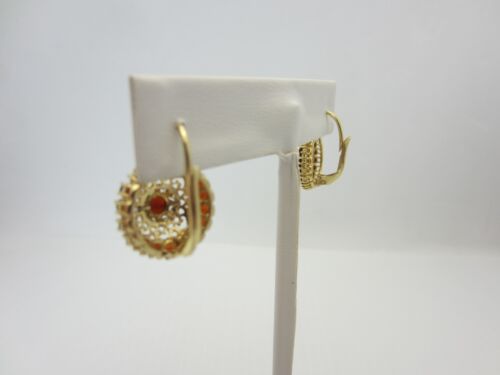 Pendientes Colgantes De Filigrana De Oro Amarillo De 18k Con Granate Vintage - Imagen 6 de 13