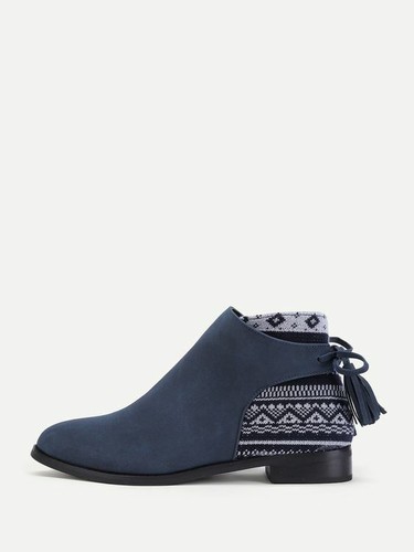 SHEIN Tassel Tie Tribal Print Ankle 
