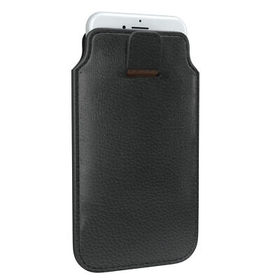 EAZY CASE Handytasche Hülle PU Leder Schutzhülle Handy Rausziehen Socke Schwarz