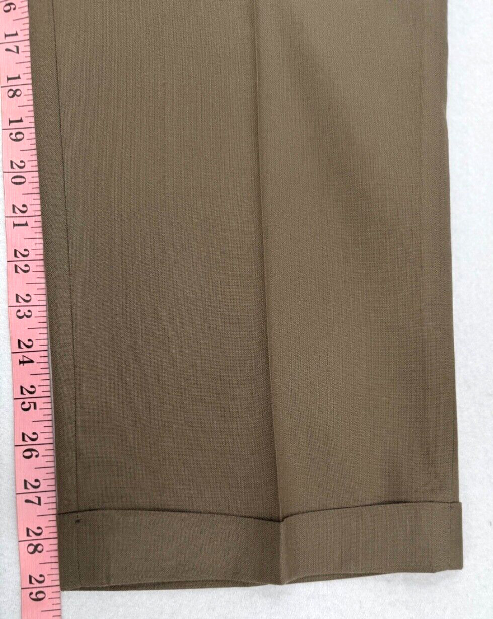 Chaps Ralph Lauren 100% Dress Pants Mens 36 x 29 Lt Brown Pleated Cuffed Pre-Own