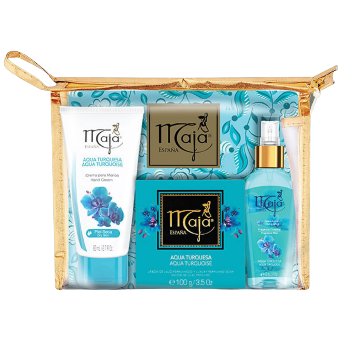 Maja Aqua Turquoise Travel Kit: Hand Cream + Mini Body Splash +