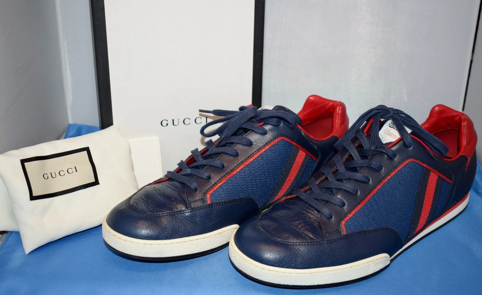 Baskets homme Gucci Rosso en cuir bleu et rouge pointure 9,5 G / US 10,5 ~ V2#3