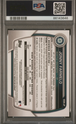 2023 Bowman Draft Chrome Prospects JONNY FARMELO PSA 10 - Picture 2 of 2