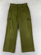 VINTAGE Boy Scouts Pants Youth 26 Green Official Uniform Twill Cargo 26x25 READ