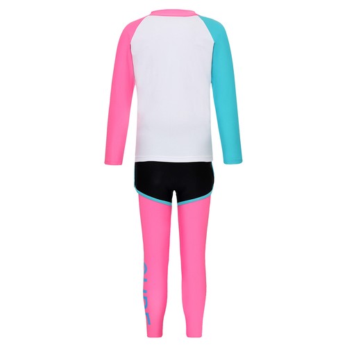 Girls Boys 3 Pieces Swimsuit Rash Guard Swim Tops with Swim Shorts Swim Pant - Picture 26 of 64