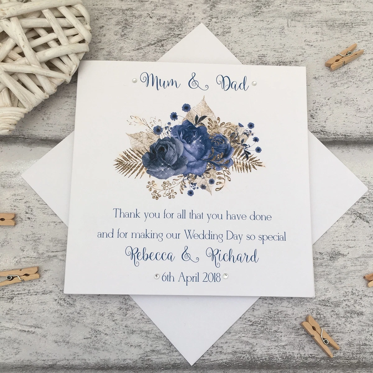 Personalised Thank you Parents of Bride Mother of Groom Father of Wedding Card