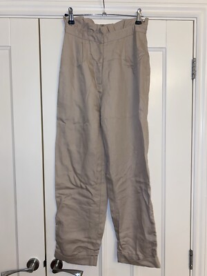 Topshop Cream Pink Paperbag Trousers Size Missing Button On