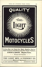 1908 PAPER AD CAR AUTO Light Motocycle Motorcycle Foundry Co Pottstown PA