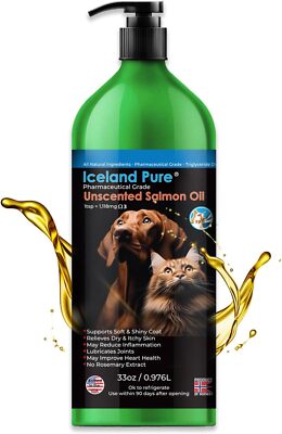 33 Oz Salmon Oil For Dogs And Cats Soothe Itchy Skin Promote Healthy Coat